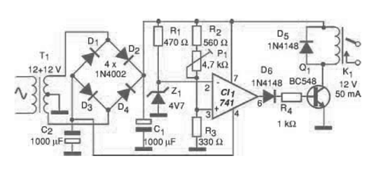 Figure 2 - Circuit used to detect undervoltage in the power grid.
