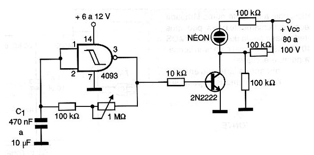 Another way to drive neon lamp from CMOS
