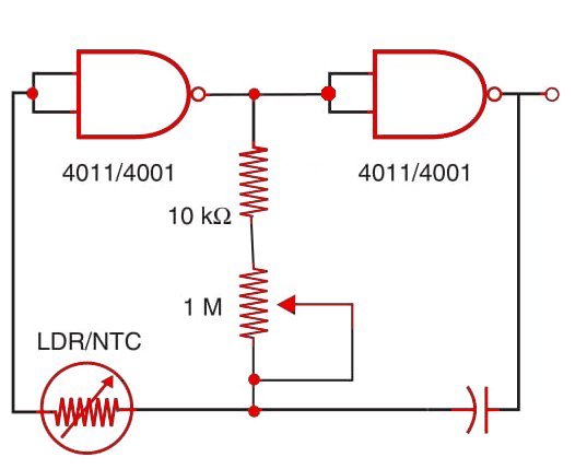 Figure 1 - Temperature/light-dependent oscillator.
