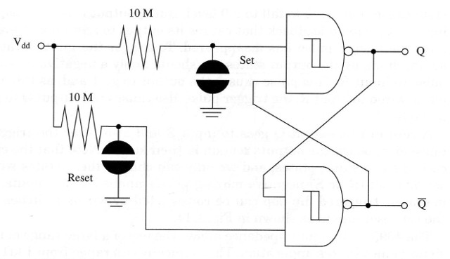 Figure 6 – Touch controlled flip-flop using two gates of a 4093
