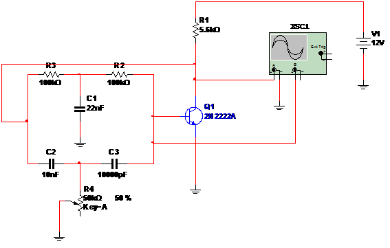 Figure 1 – Twin-T oscillator simulation
