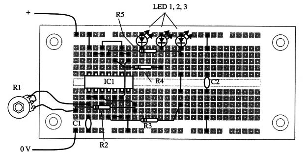 Figure 2 – A solderless board is used to mount the project
