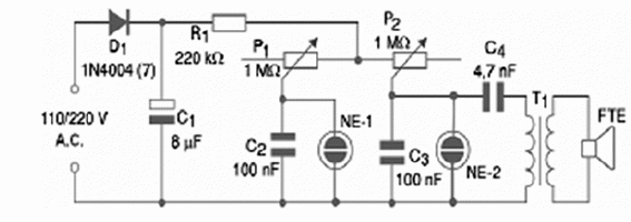 Figure 1 – D1 and C1 provide DC voltage from the AC power line
